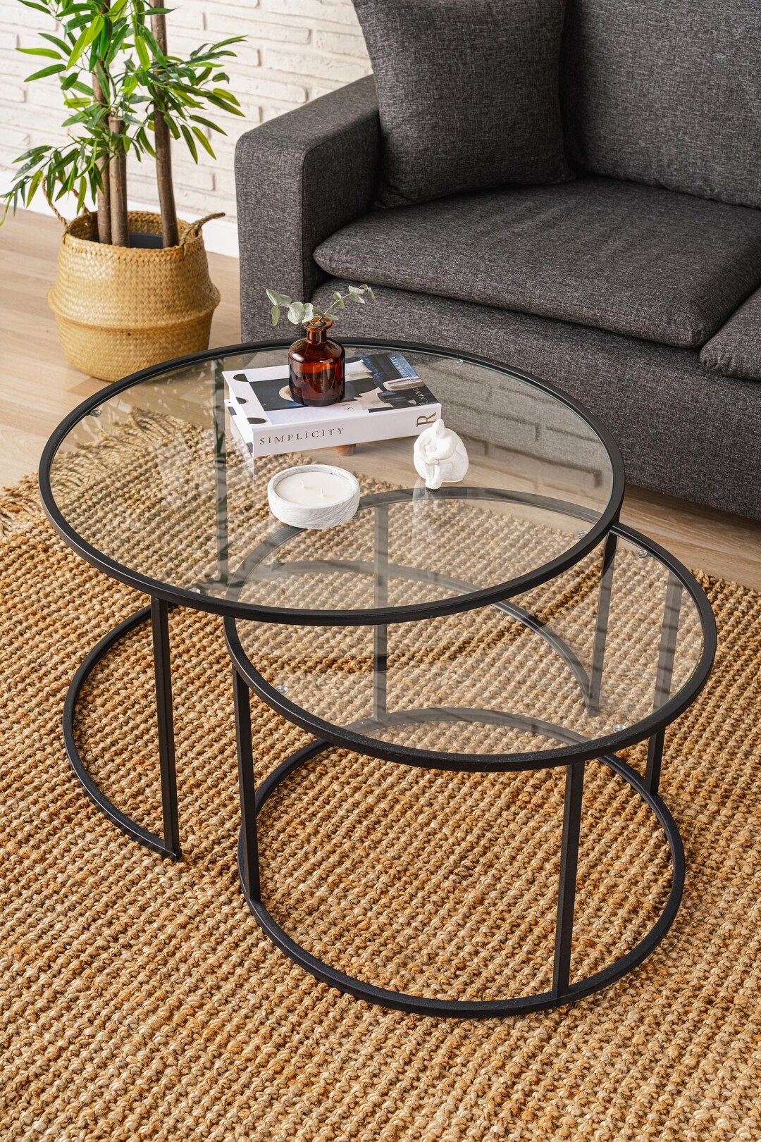 Belarus Gold and Black Metal Coffee Table 80 CM, Metal and Glass
