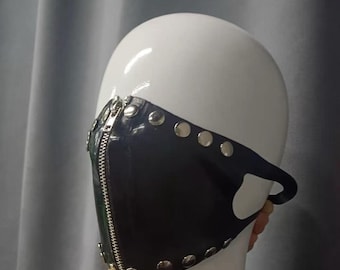 Black Latex Zipper Mask: Edgy Cosplay Costume Accessory