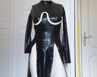 Black Latex Dress High-Slit Latex Skirt – Sexy Form-Fitting Bodycon Outfit – Sexy Clubwear, Fetish Fashion & Bold Night Out Look