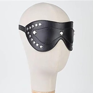 Black Leather Blindfold for Adult, Leather Mask Blindfold