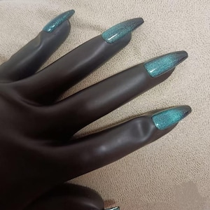 Black Latex Glove for Cosplay, Latex Gloves with Green Nails