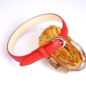 Genuine Leather Choker Necklace, Gothic Collar Choker, Handmade Red Punk Neckband