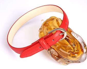 Echtes Leder Choker Halsband, Gothic Halsband Choker, Handgemachtes Rotes Punk Halsband