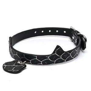 Genuine Leather Collar & Leash Set – Petplay Cosplay Choker for Women – Gothic Fantasy Accessory