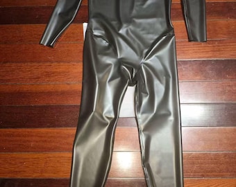 Body de látex para hombre, catsuit de látex, body negro