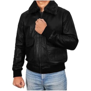 B3 Blouson aviateur noir en fausse fourrure et peau de mouton pour homme Raf Aviator Flight Pilot B3 en cuir de mouton