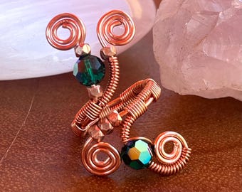 Fernling Coil Copper and Crystal Ring