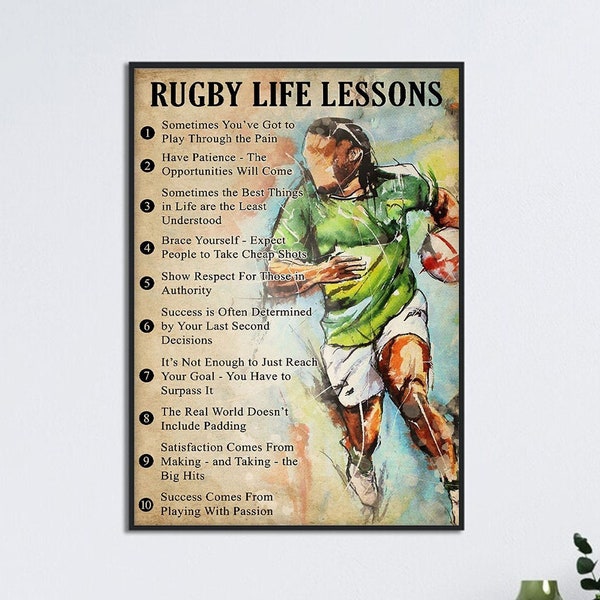 Rugby Player Art, Rugby Life Lesson, Vintage Wall Art, Home Decor, Room Art Decor, Rugby Poster, Football Lover Poster, Rugby Wall Decor