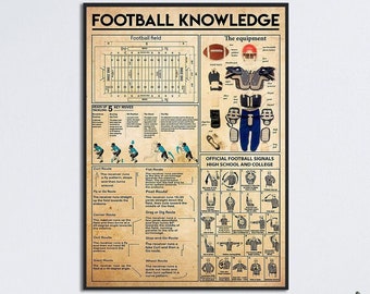 Football Knowledge Poster, Vintage Wall Art, Home Decor, Room Art Decor, Football Poster, Football Lover Poster, Football Wall Decor