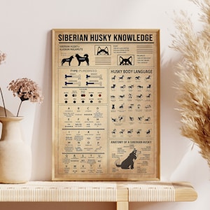 Siberian Husky Wissensposter, Hundeposter, Siberian Husky, Husky, Siberian Husky Geschenk, Husky Geschenke, Husky Hund, Husky Liebhaber Geschenk, Husky Art