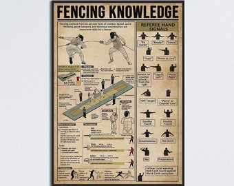 Fencing Knowledge Poster, Fencing Referee Hand Signal, Fencing Art Print, Fencing Wall Hanging, Fencing Player Gift, Fencing Lover Gift