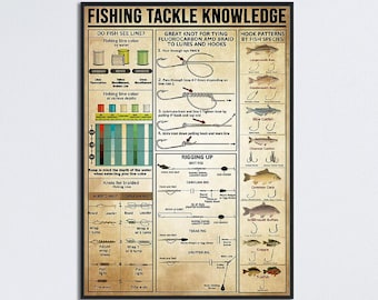 Fishing Tackle Knowledge Poster, Hook Patterns By Fish Species Print, Fishing Home Decor, Fishing Vintage Poster, Fishing Lover Gift