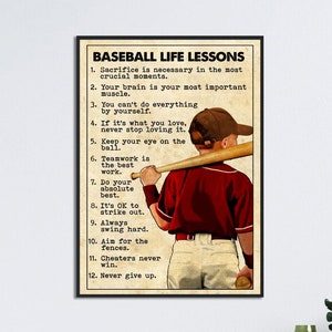 Personalized Baseball Poster, Baseball Life Lesson Poster, Custom Name Baseball Print, Baseball Gift For Boy, Gift For Baseball Player