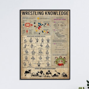 Wrestling Knowledge Poster, Gift For Wrestling Lover, How To Choose Wrestling Shoe, Wrestling Referee Signal, Some Of Catch Wrestling