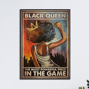 Lámina artística de la Reina Negra con Corona, La Reina Negra, La Más Poderosa, Decoración de pared de Mujer con Corona, Arte de Mujer Negra con Corona, Arte de Mujer Negra con Belleza