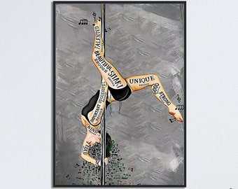 Pole Dance Painting, Beautiful Enough Smart Enough, Pole Dance Wall Hanging, Pole Dance Decoration, Gift For Pole Dancer, Pole Dancer Gift