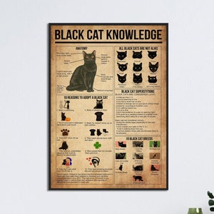 Black Cat Knowledge Poster, Black Cat Decor, Gift For Cat Lovers, Black Cat Art Print, Black Cat Print, Cat Owner Gifts, Gift For Cat Lovers