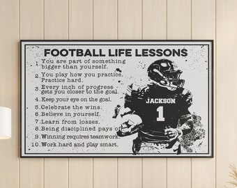 Personalized Football Life Lessons, Vintage Wall Art, Home Decor, Room Art Decor, Football Poster, Football Lover Poster,Football Wall Decor