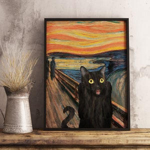 The Scream Black Cat Poster, Vintage Poster, Vintage Home Decor, Vintage Wall Art, Cat Owner Gift, Black Cat Wall Decor