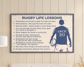 Rugby Spieler Kunst, personalisierte Cub für das Leben, Vintage Wandkunst, Wohnkultur, Raumdekor, Fußballliebhaber Poster, Rugby-Wanddeko