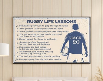 Rugby Player Art, Personalized Rugby Life Lesson, Vintage Wall Art, Home Decor, Room Art Decor, Football Lover Poster, Rugby Wall Decor