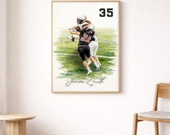 Personalisiertes Sportaquarell-Porträtplakat, personalisiertes Sportgeschenk, Foto zum Malen, Abschlussplakatgeschenk, Klasse von 2026 Geschenk