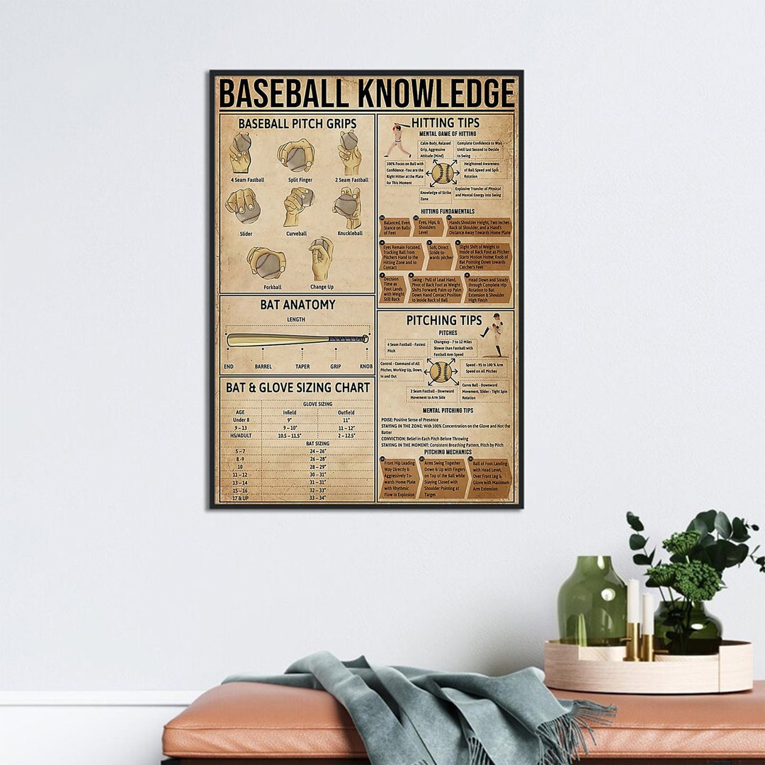 Baseball Knowledge Poster, Gift for Baseball Lover, Baseball Pitch