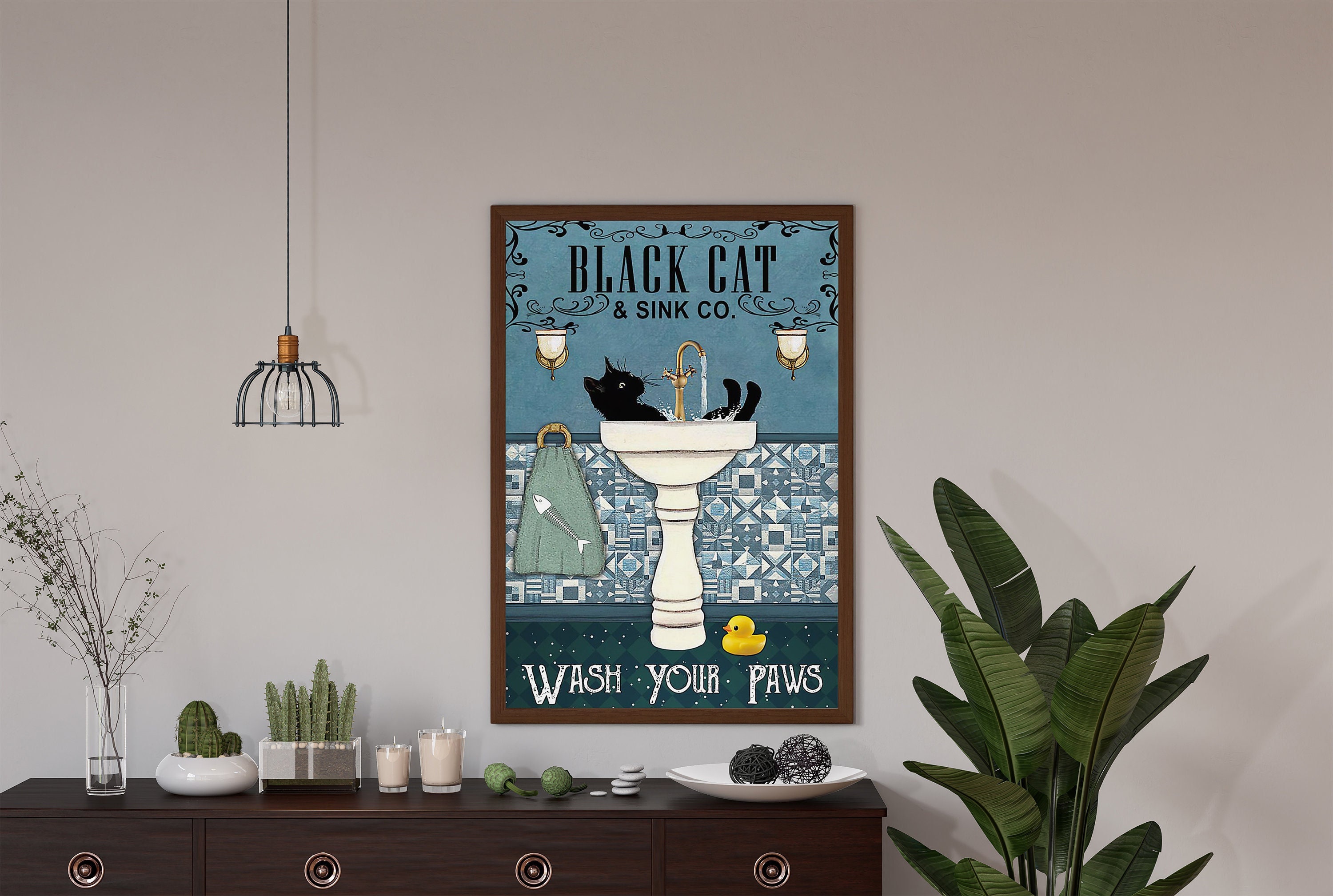 Black Cat Poster, Black Cat Sink Co Wash Your Paws Poster, Black Cat Lovers Gifts, Gift For Cat Lovers, Cat Lover Gift, Cat Owner Gift