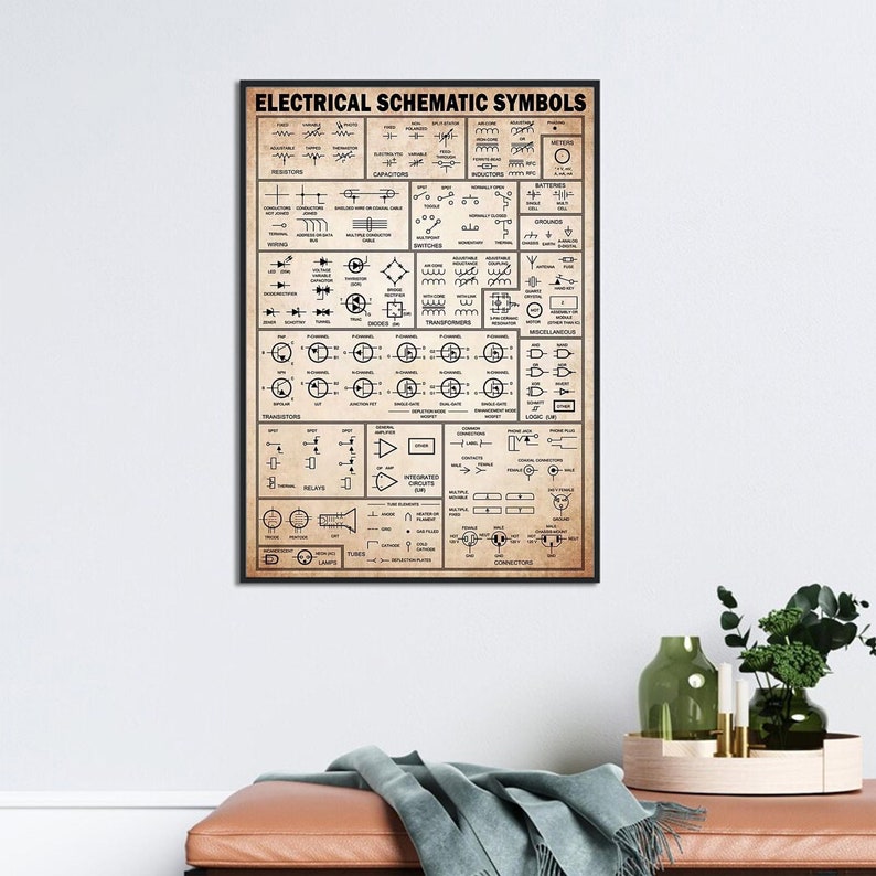 Electrical Schematic Symbol Electronics Cheat Sheet Vintage - Etsy