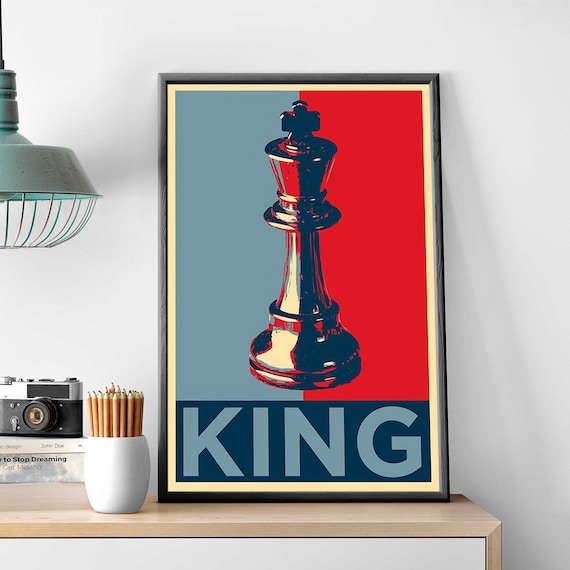 King On The Board Print, Poster For Chess Lovers, Chess Player Gift, Chess Game Room Decoration, King Chess Wall Decor, Chess Gift Decor