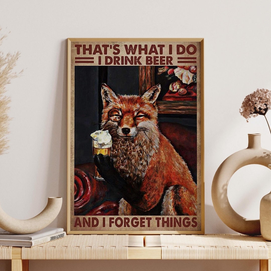 Cartello In Metallo Retrò "Drink Coffee And I Know Things" Con Volpe, 20x30 Cm, Decorazione Da Parete Per Casa, Cucina, Garage