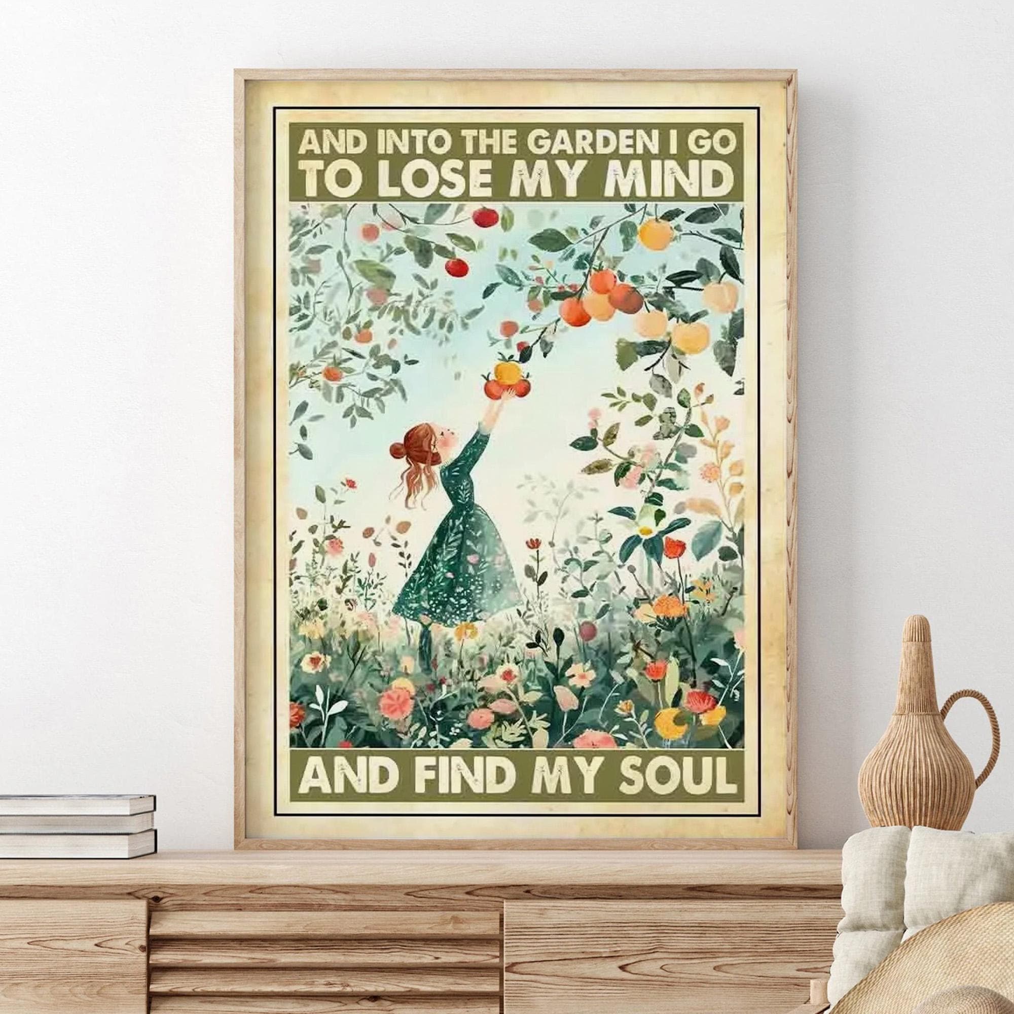WEIMEILD Targa In Metallo 20x30 Cm "And Into The Garden I Go To Lose My Mind And Find My Soul" - Decorazione Parete