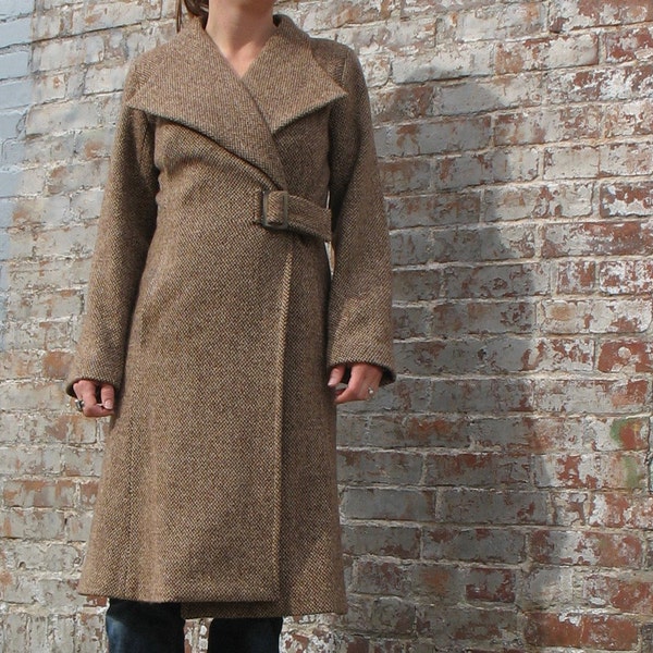 Coach coat in Brown Tweed Wool by De Novo size 8 US Ready to ship SALE