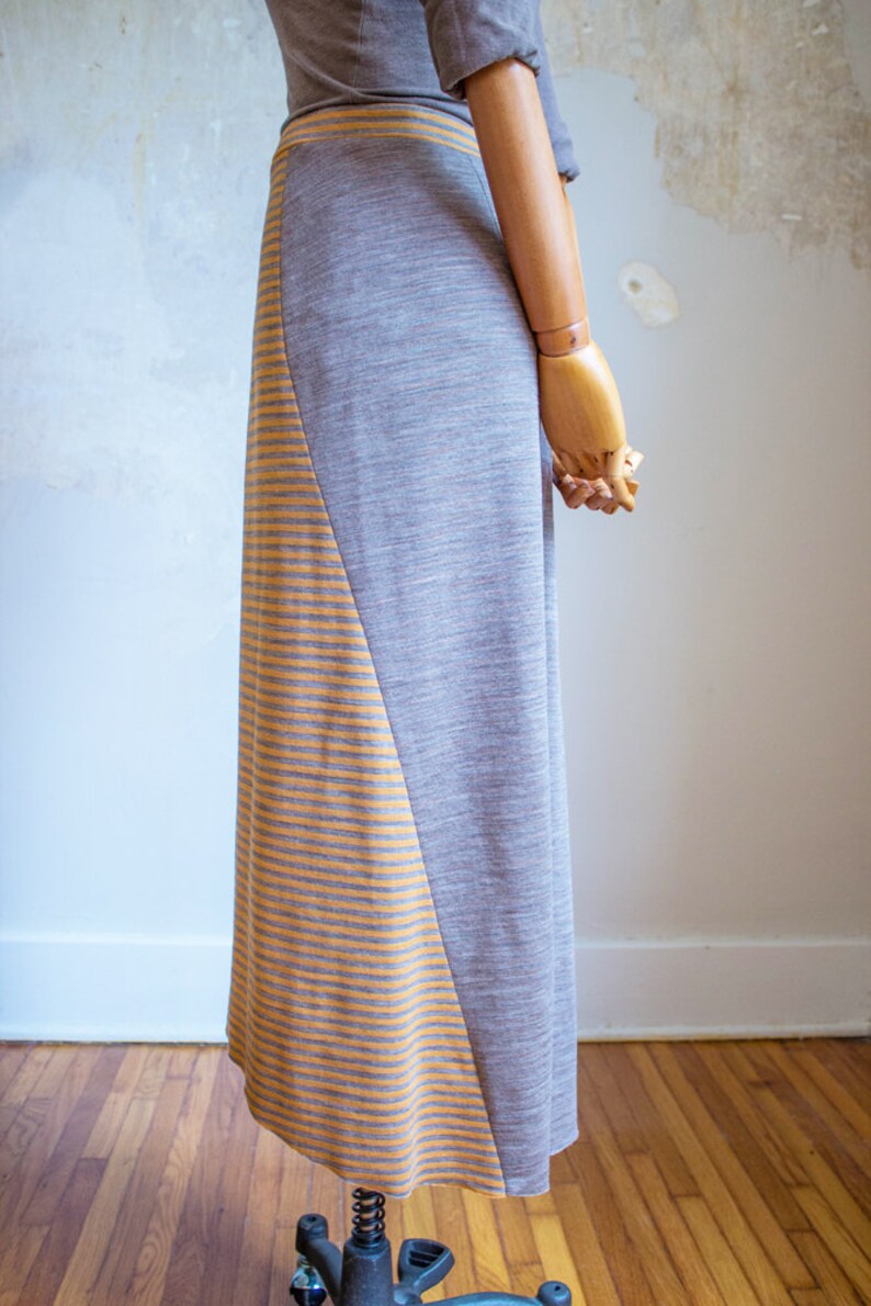 SALE HALF OFF HighLow hem women/'s skirt \u2022 gorgeous yellow /& bronze Japanese wool knit
