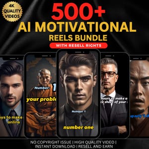 500+ AI Motivational Reels Bundle for YouTube, Instagram, TikTok - Video Bundle Pack