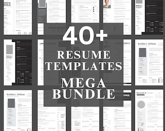 40+ Modern Resume Templates, Professional CV Designs, Canva and Word Editable Files, ATS Friendly, Instant Download