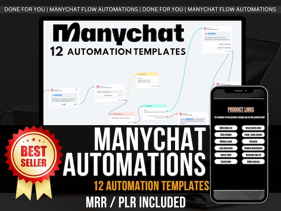 ManyChat Automation Templates, DFY Chatbot Flows for Business, Messenger Bot Scripts, Marketing Automation Bundle, PLR, MRR