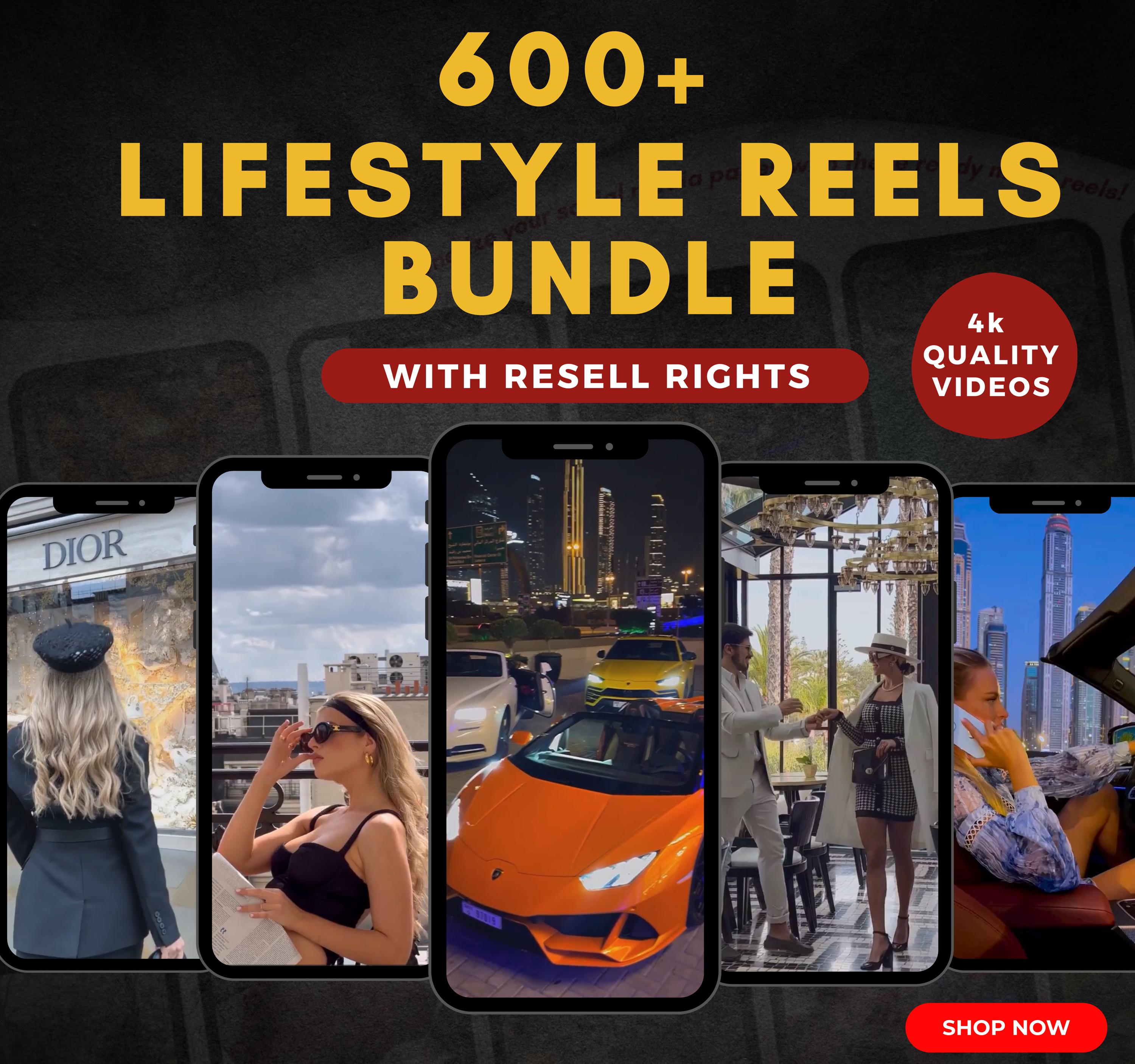 600+ Rich Luxury Lifestyle Reels, Lifestyle Videos, Cars, Millionaire, TikTok Reels, Instagram Reels, Youtube Shorts with Resell Rights