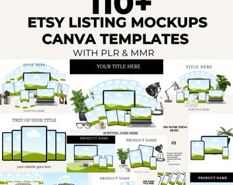 110+ Etsy Listing Mockups, Canva Templates for Digital Sellers, Product Listing Designs, Editable Shop Mockup Bundle, PLR, MRR