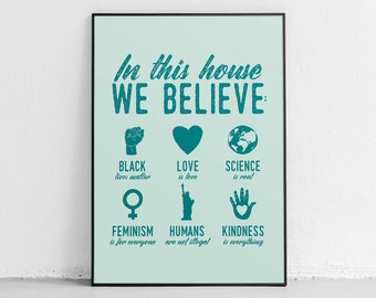 Family Rules Prints, Resist Printable, Welcome Sign, No Human Is Illegal, BLM Wall Art, Feminist Prints, LGBTQ Poster, The Resistance