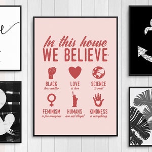 In This House We Believe Resist Poster, Feminist Gift, Best Friend Gift, Feminist Wall Art