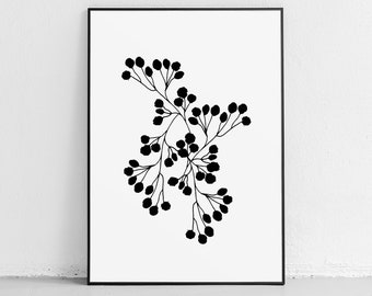 Botanical Printable, Boho Print, Bohemian Decor, Black and White Art Print, Bedroom Wall Decor, Boho Chic, Floral Print, Minimalist Art