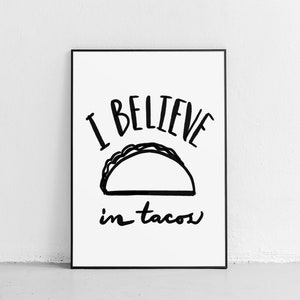 Taco Printable Wall Art, Kitchen Decor, Kitchen Wall Art, Kitchen Wall Decor, Best Friend Gift, Taco Illustration, Unique Gifts