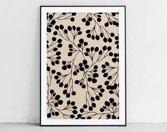 Botanical Berries Print, Modern Farmhouse Wall Art (Digital Download)