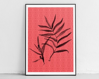 Tropical Leaf Printable, Tropical Leaf Art Print, Tropical Leaf Wall Art, Boho Wall Decor, Boho Wall Art, Boho Print, Bohemian Print