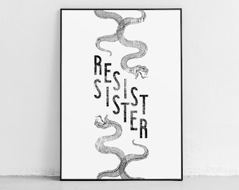 Feminism Printable Wall Art, Resist Printable, Girl Power Poster, Sister Gift, Gifts for Women