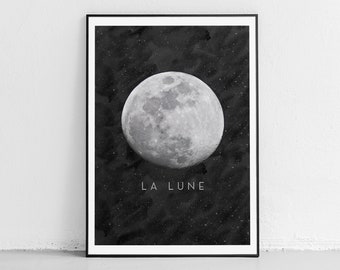 La Lune, Moon Poster, Wall Art, Full Moon Printable, Affiche Scandinave