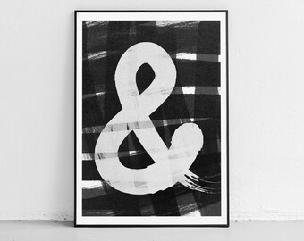 Ampersand Print, Brush Lettering Print, Black and White Printable, Minimalist Poster, Minimalist Wall Art, Minimalist Home Decor