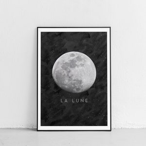 La Lune, Moon Poster, Wall Art, Full Moon Printable, Affiche Scandinave image 1