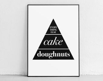 Treat Yo Self, Doughnut Donut Art Print, Funny Kitchen Decor